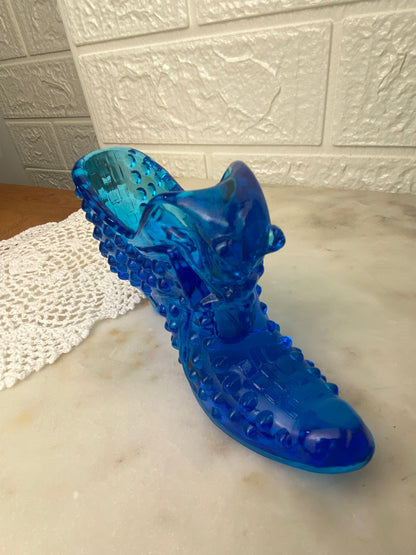 Fenton Glass Hobnail Shoe with Cat's Head