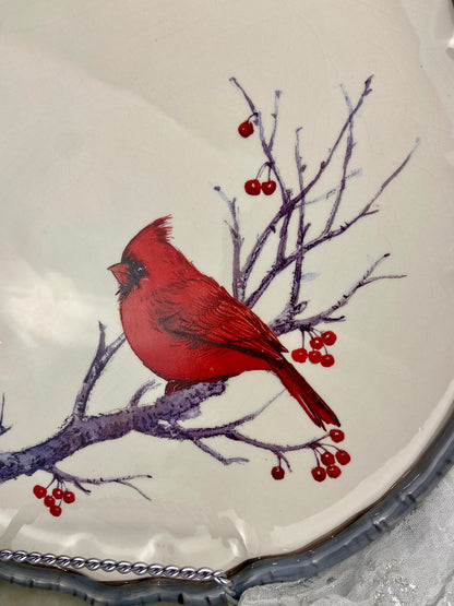 Red Cardinal Ceramic Christmas Plate