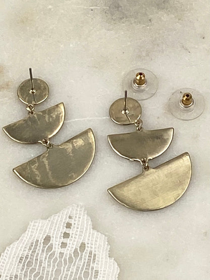 Gold-Tone Tiered Disk Earrings for Pierced Ears [Posts]