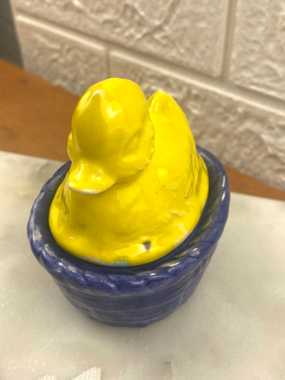 Small Hand Painted Ceramic Duck Trinket Box
