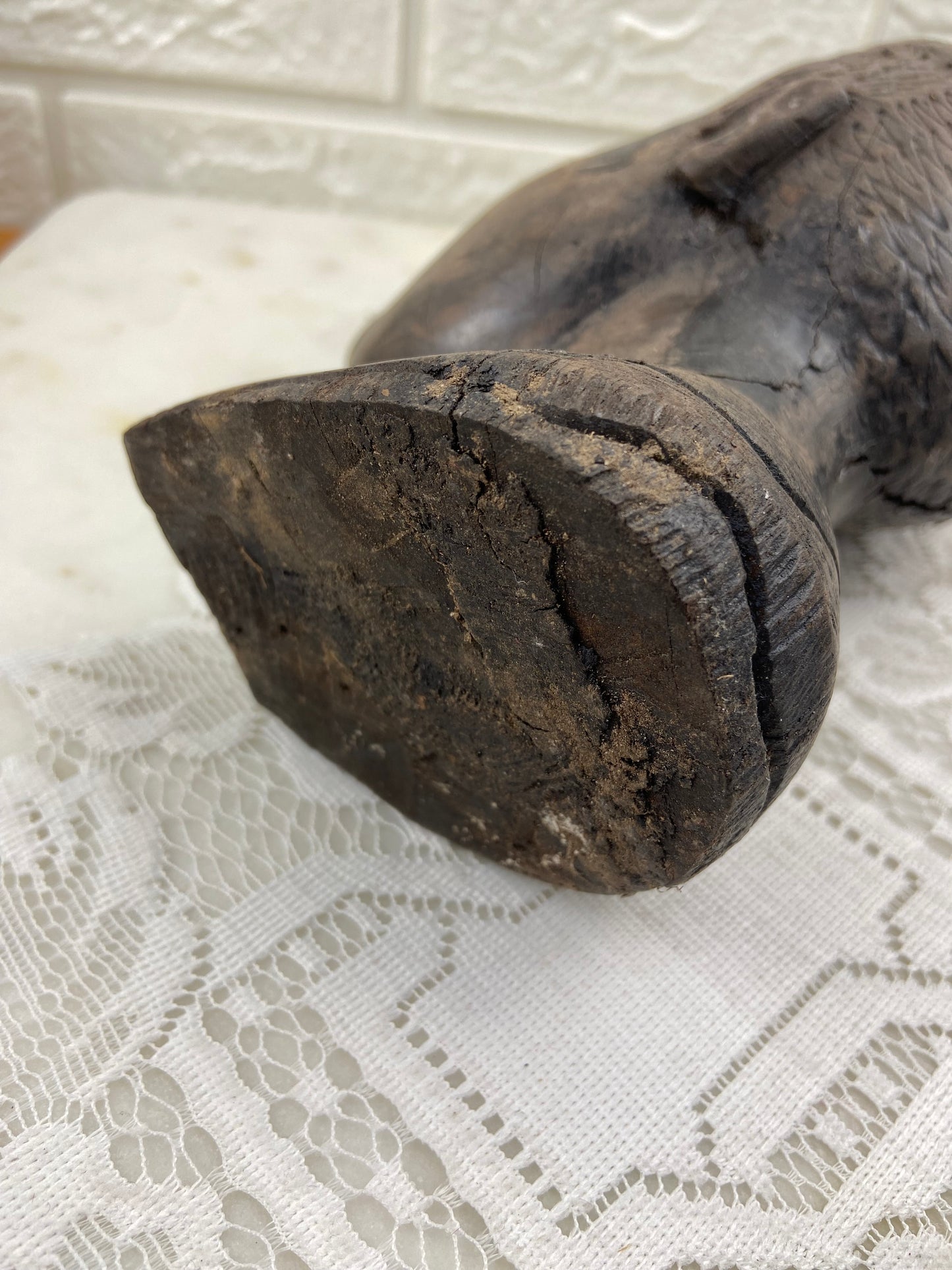 Hand Carved Raw Wooden Head