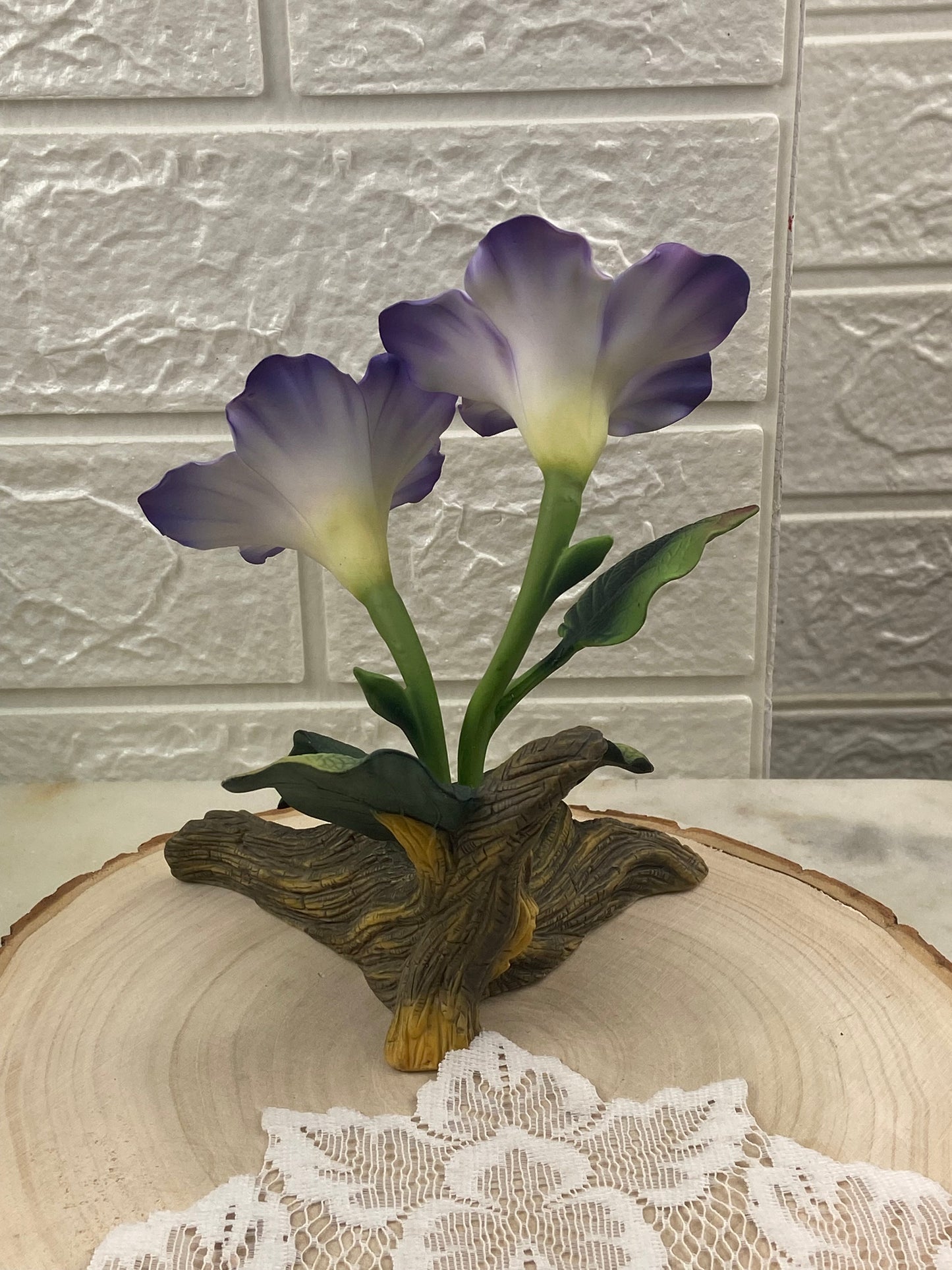 Hand Painted Bisque Porcelain Purple Hellebore Flowers | Andrea by Sadek