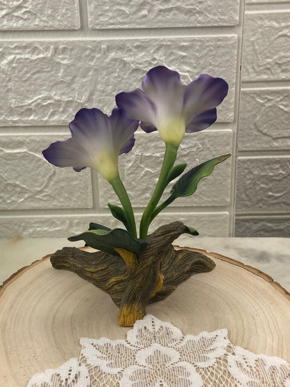 Hand Painted Bisque Porcelain Purple Hellebore Flowers | Andrea by Sadek