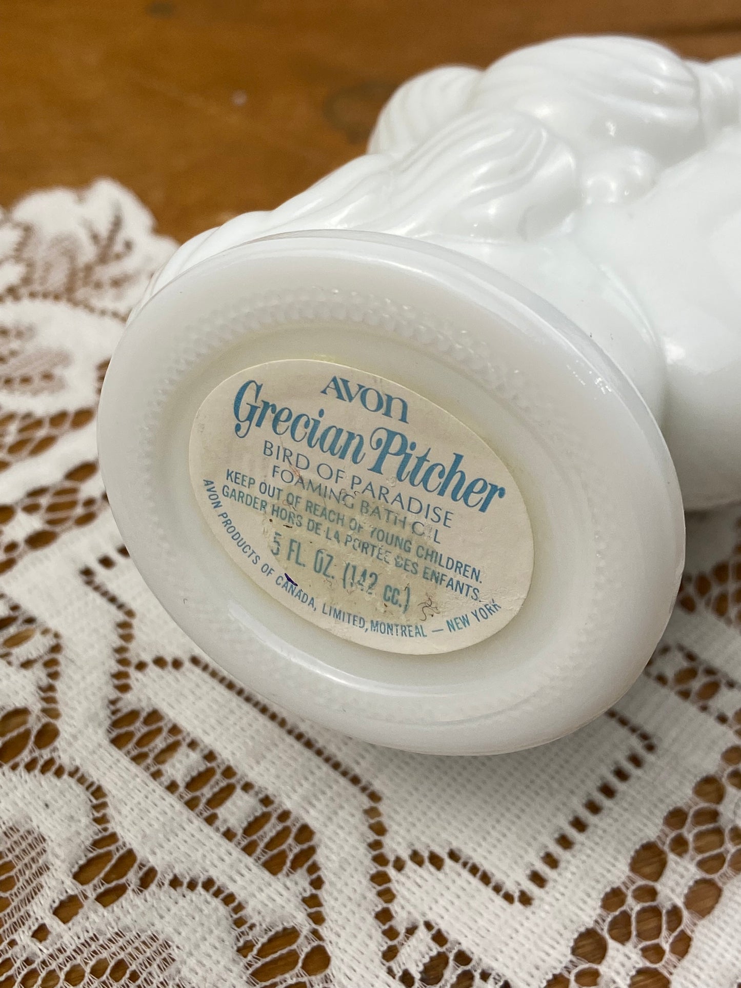 Vintage Avon | Grecian Pitcher Milk Glass Cologne Decanter [Empty]