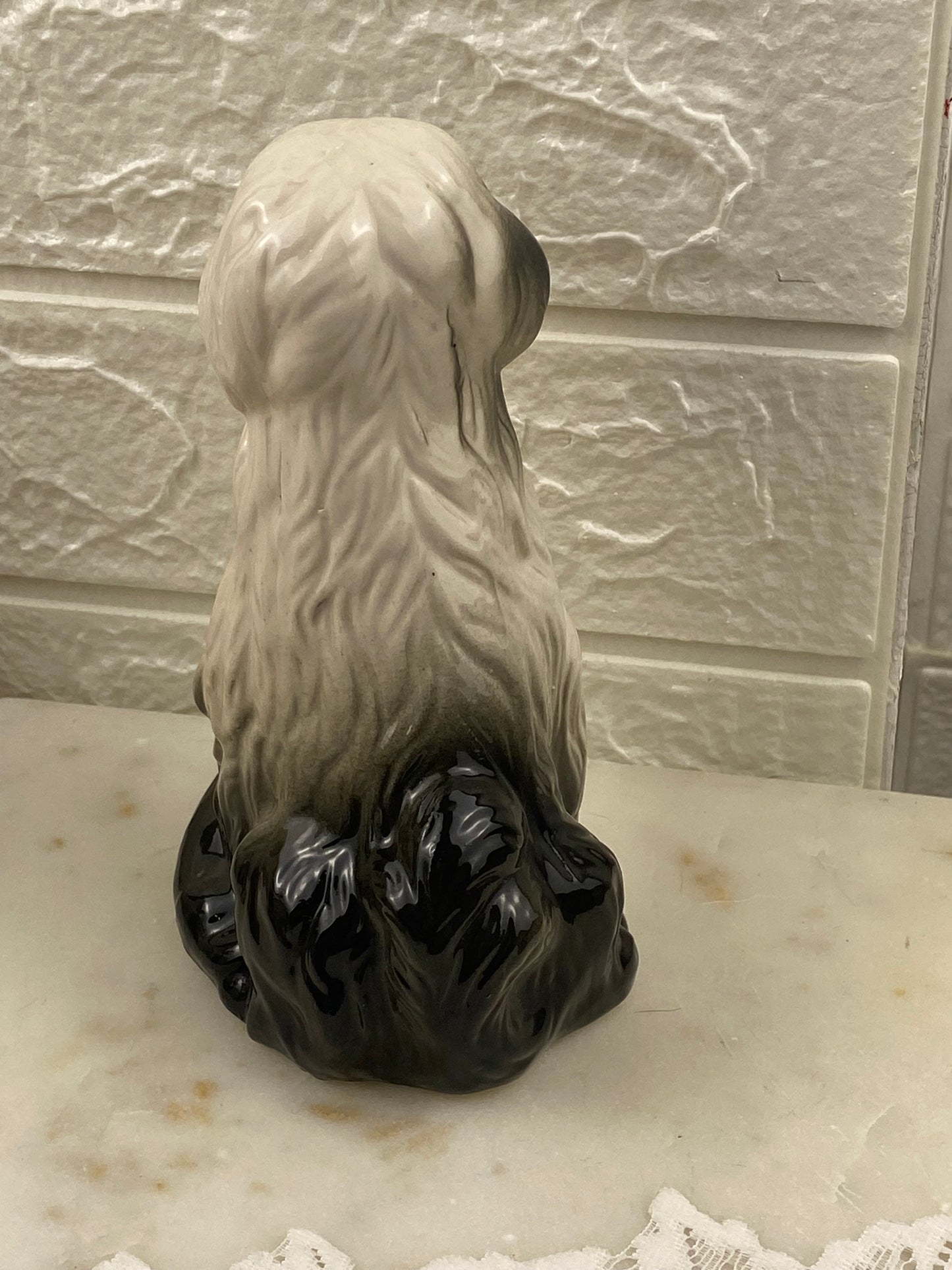 Hand Painted Porcelain Sheepdog with Puppies
