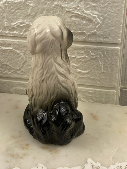 Hand Painted Porcelain Sheepdog with Puppies