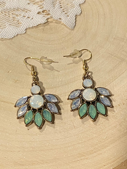 Pretty Metal & Glass Dangle Earrings [Hooks]