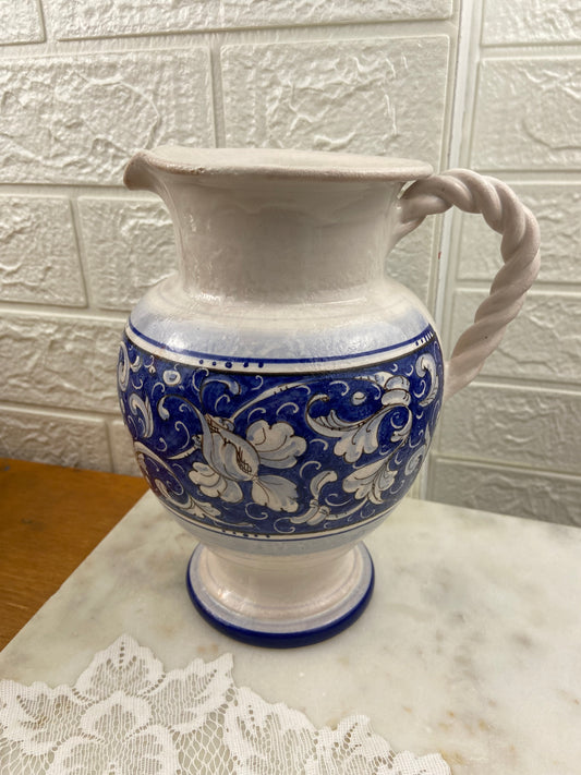 Hand Painted Ceramic Pitcher by Italian Potters Ceramiche Rampini | Rinascimento / Renaissance Pattern