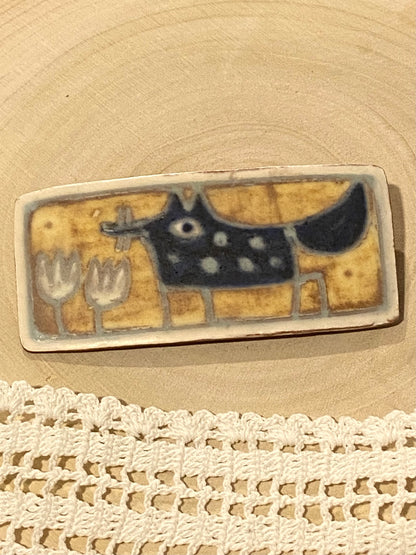 Hand Painted Clay Fox Brooch by Karen og Aase of Denmark
