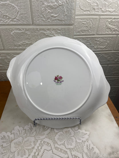 Royal Albert Porcelain Cake Plate with Tab Handles | American Beauty Pattern