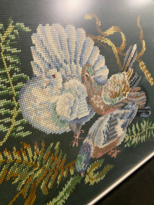 Hand Stitched Petit Point (Tent Stitch) Pheasants