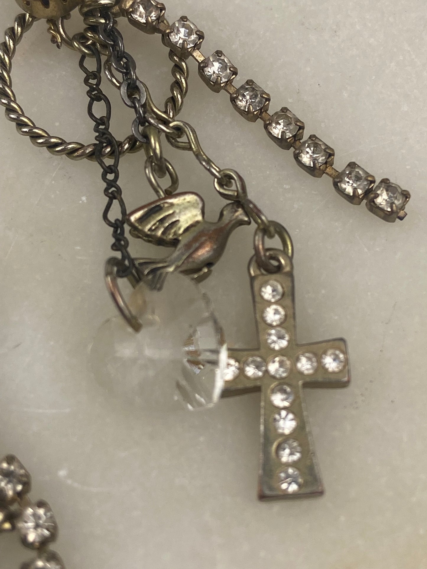 Betsey Johnson Cross and Charm Chain Dangle Earrings [Lever Backs]