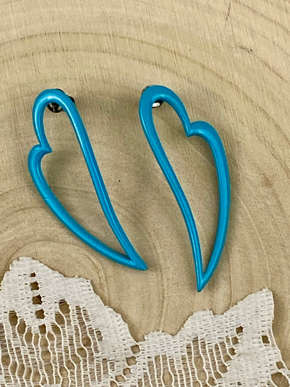 Long Blue Hearts Earrings [Posts]