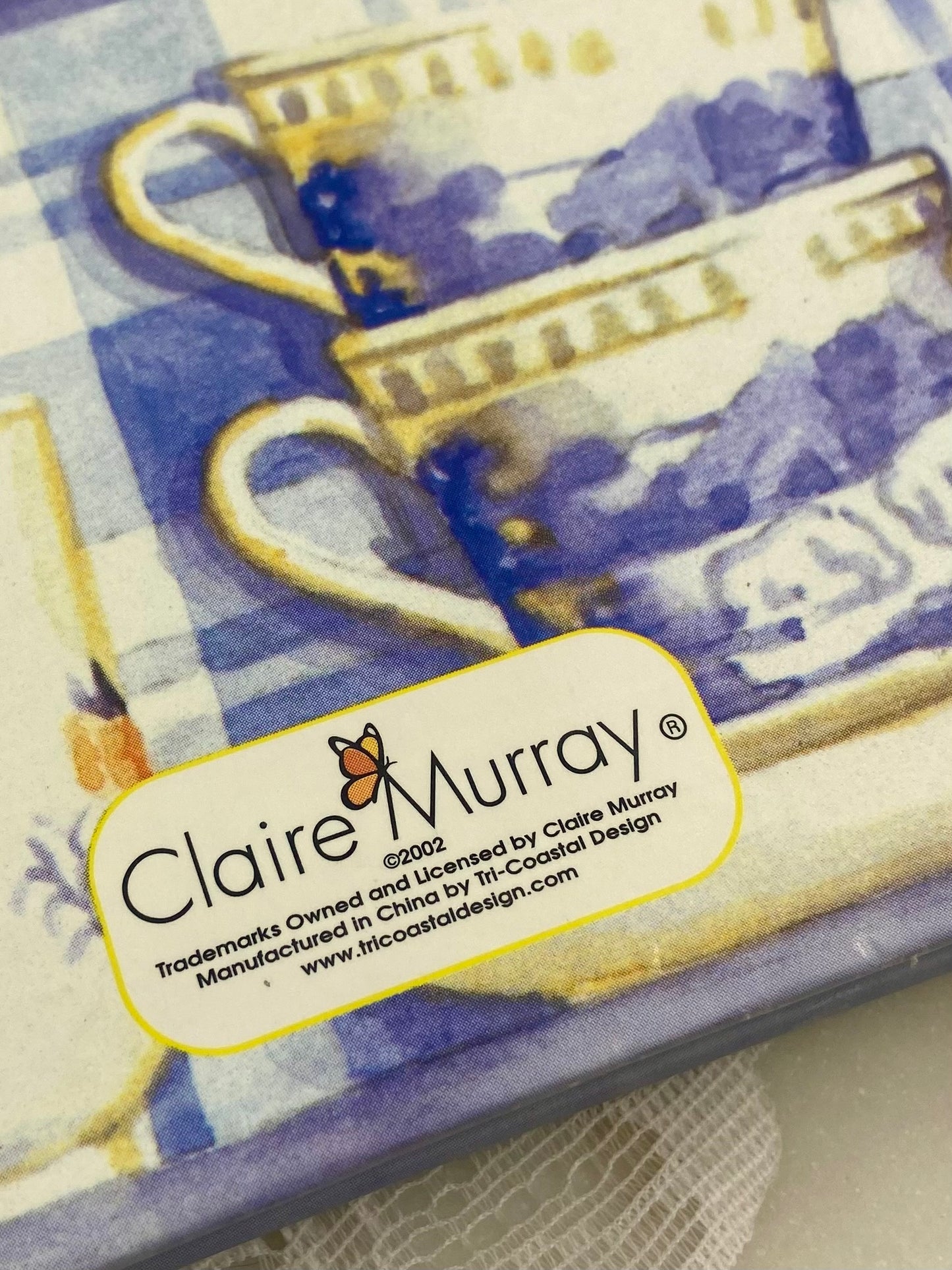 Vintage Blank Photo Journal by Claire Murray | Blue and Cream Teacup Design