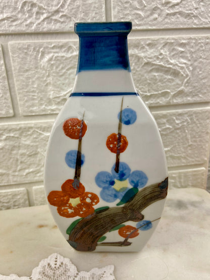 Hand Painted Porcelain Vase with Textured Cherry Blossoms