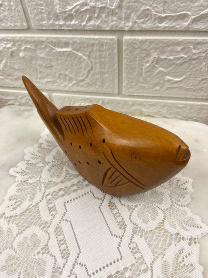 Wooden Fish-Shaped Toothpick Holder for Appetizers or Hors D’Oeuvres