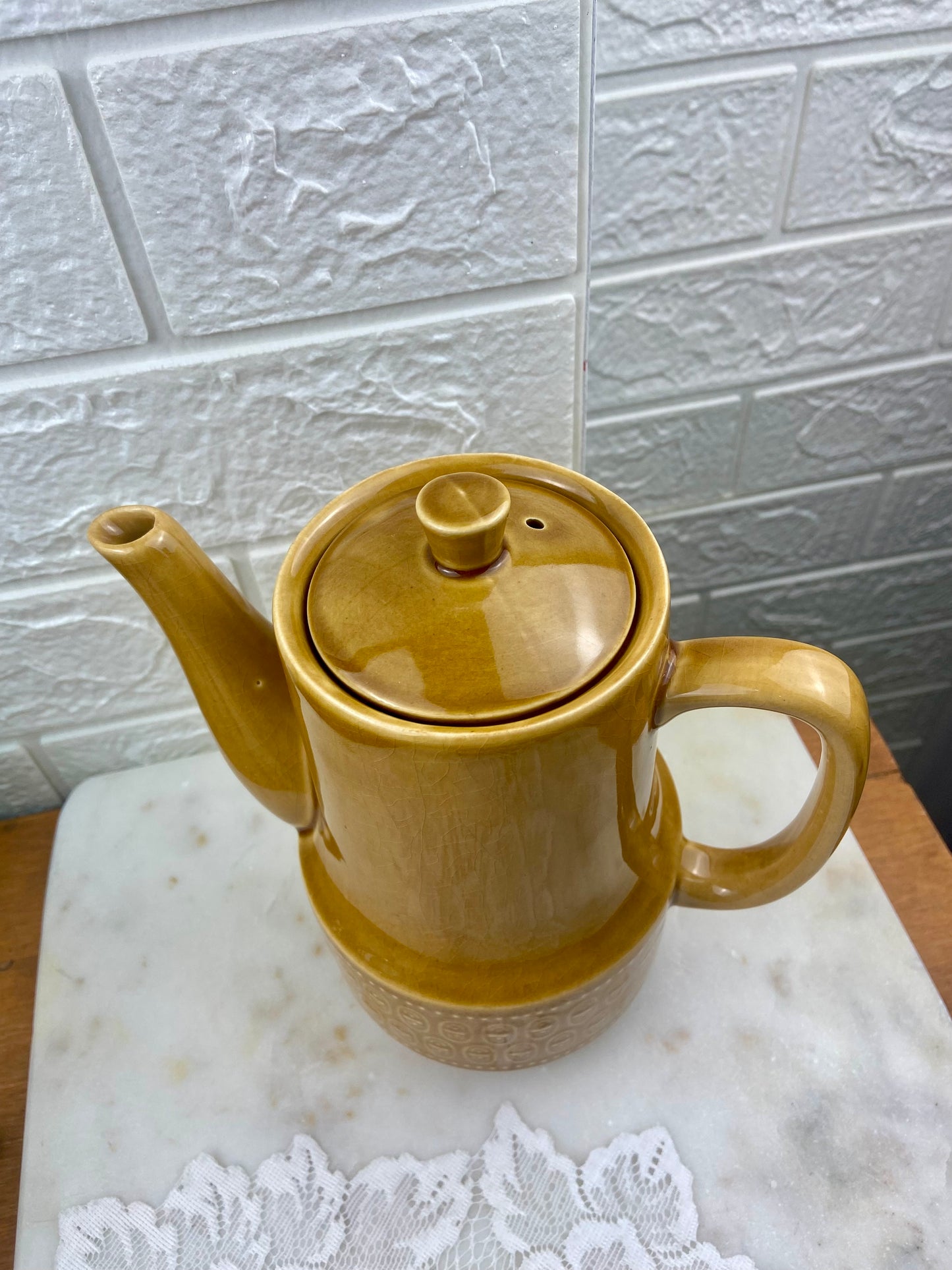 7.5” Ceramic MCM Coffee Pot | Butterscotch Glaze