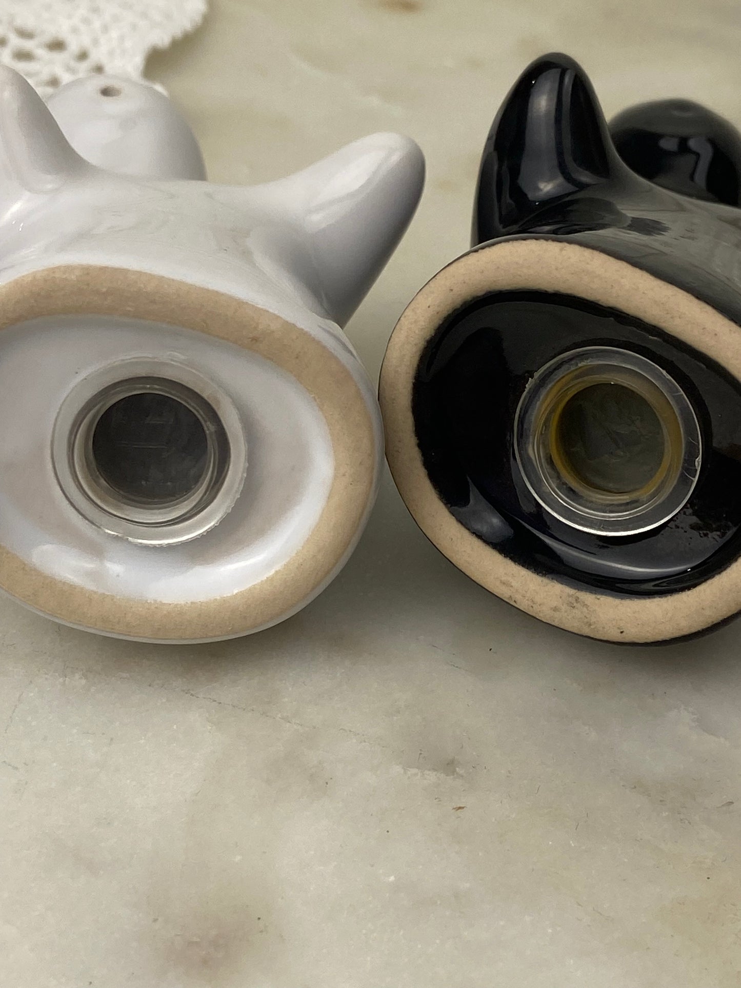 Ceramic Black & White Hugging Ghosts Salt & Pepper Shakers