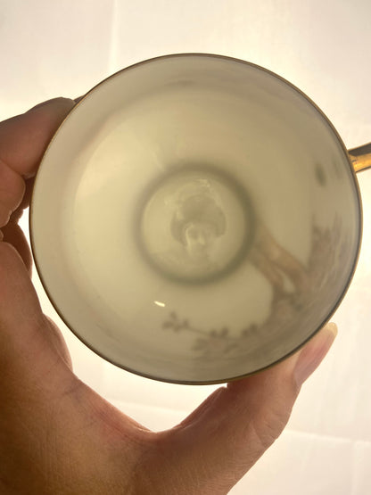 Japanese Eggshell Porcelain Lithophane Tea Set with Cherry Blossoms