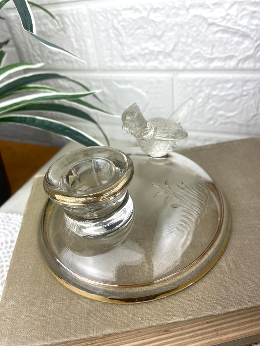 Jeanette Glass Pheasant Candle Holder for Tapered Candles