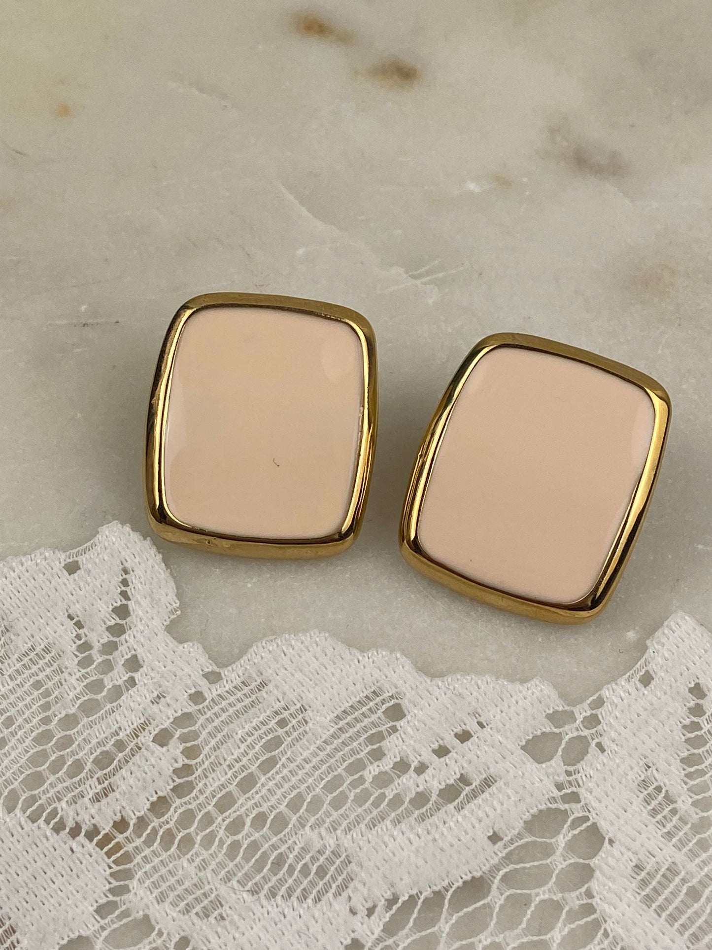 Large Rectangular Gold-Plated Brass Earrings by Heavenly Mayhem [Posts]