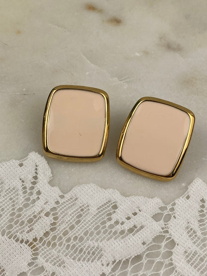 Large Rectangular Gold-Plated Brass Earrings by Heavenly Mayhem [Posts]