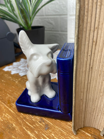 Pair of Porcelain Scottish Terrier Bookends | Weighted