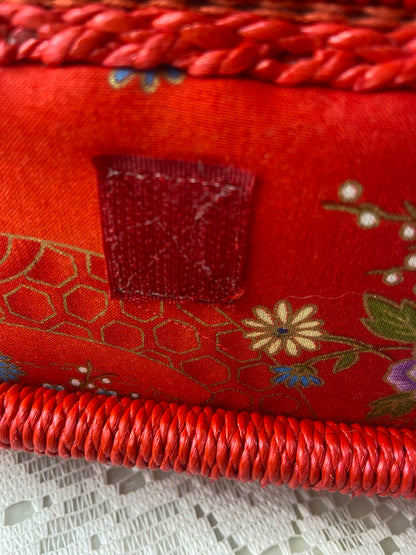 Red Satin Sewing Box | ** Several Small STAINS **