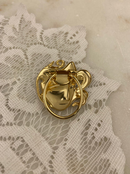 Gold-Tone Metal Scarf Clip | Theatre Mask