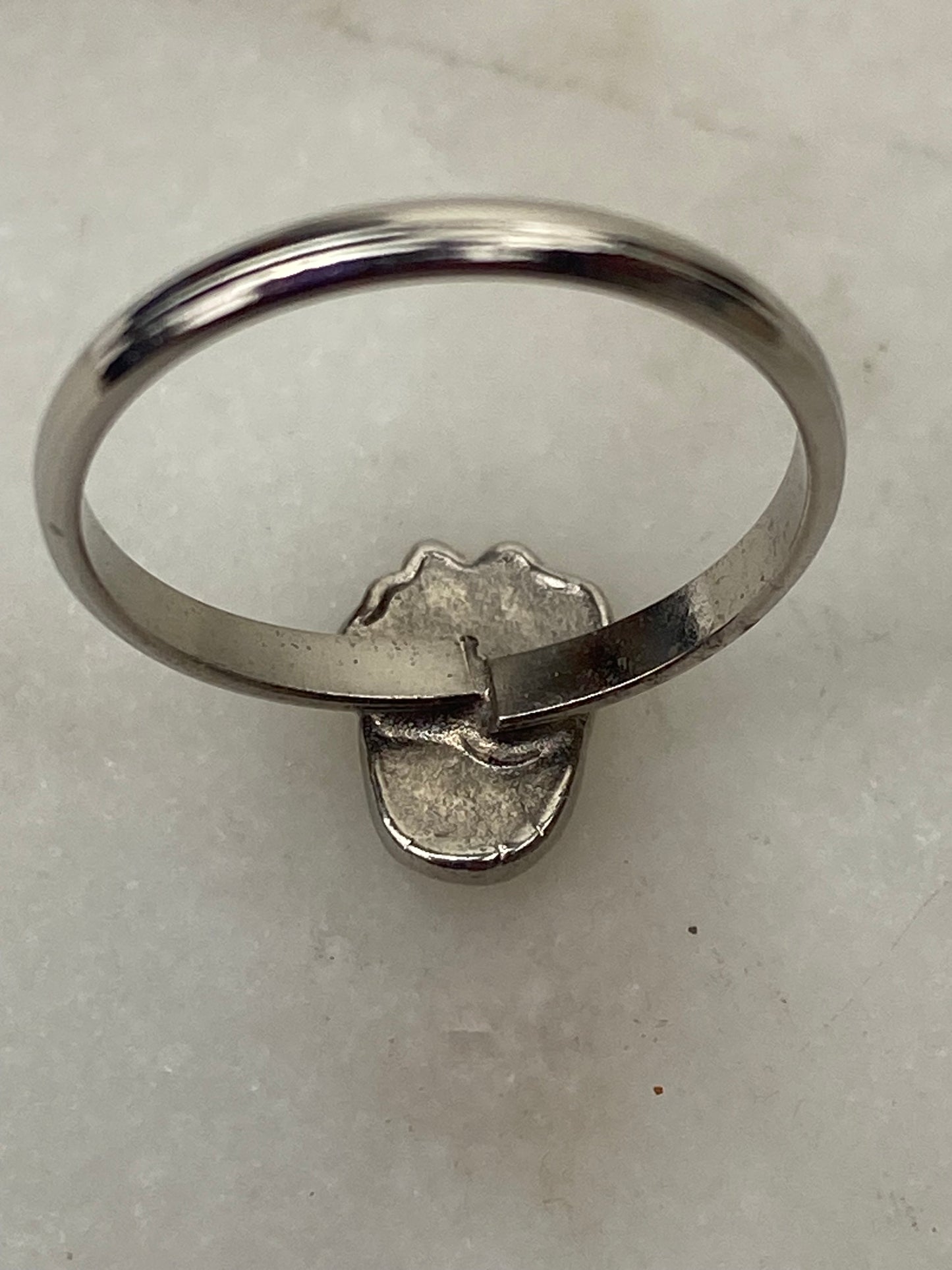Small Metal Bear Foot Ring with Blue Stone