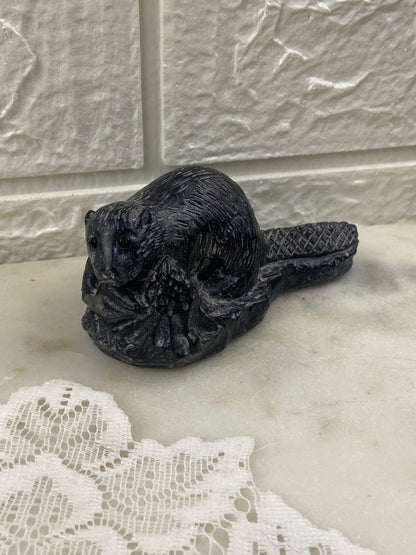 Wolf Original Stone Composite Beaver Sculpture