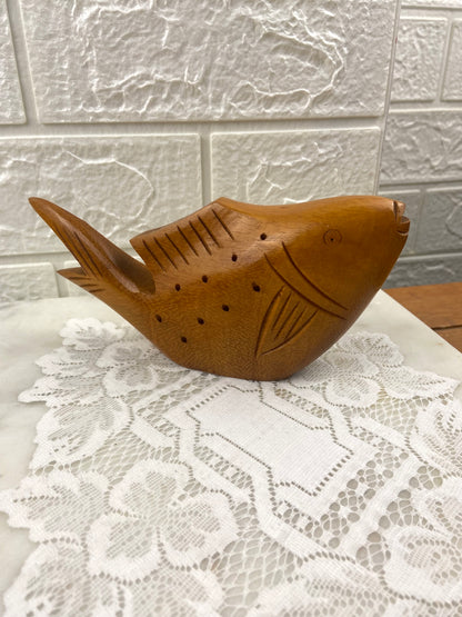 Wooden Fish-Shaped Toothpick Holder for Appetizers or Hors D’Oeuvres