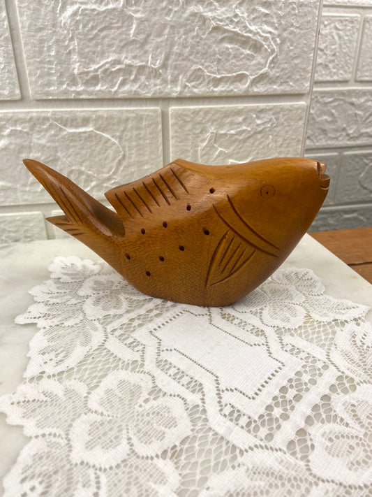 Wooden Fish-Shaped Toothpick Holder for Appetizers or Hors D’Oeuvres