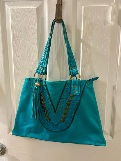 Teal Leather Handbag