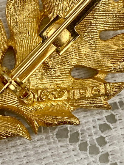 Coro Gold-Tone Leaf Brooch