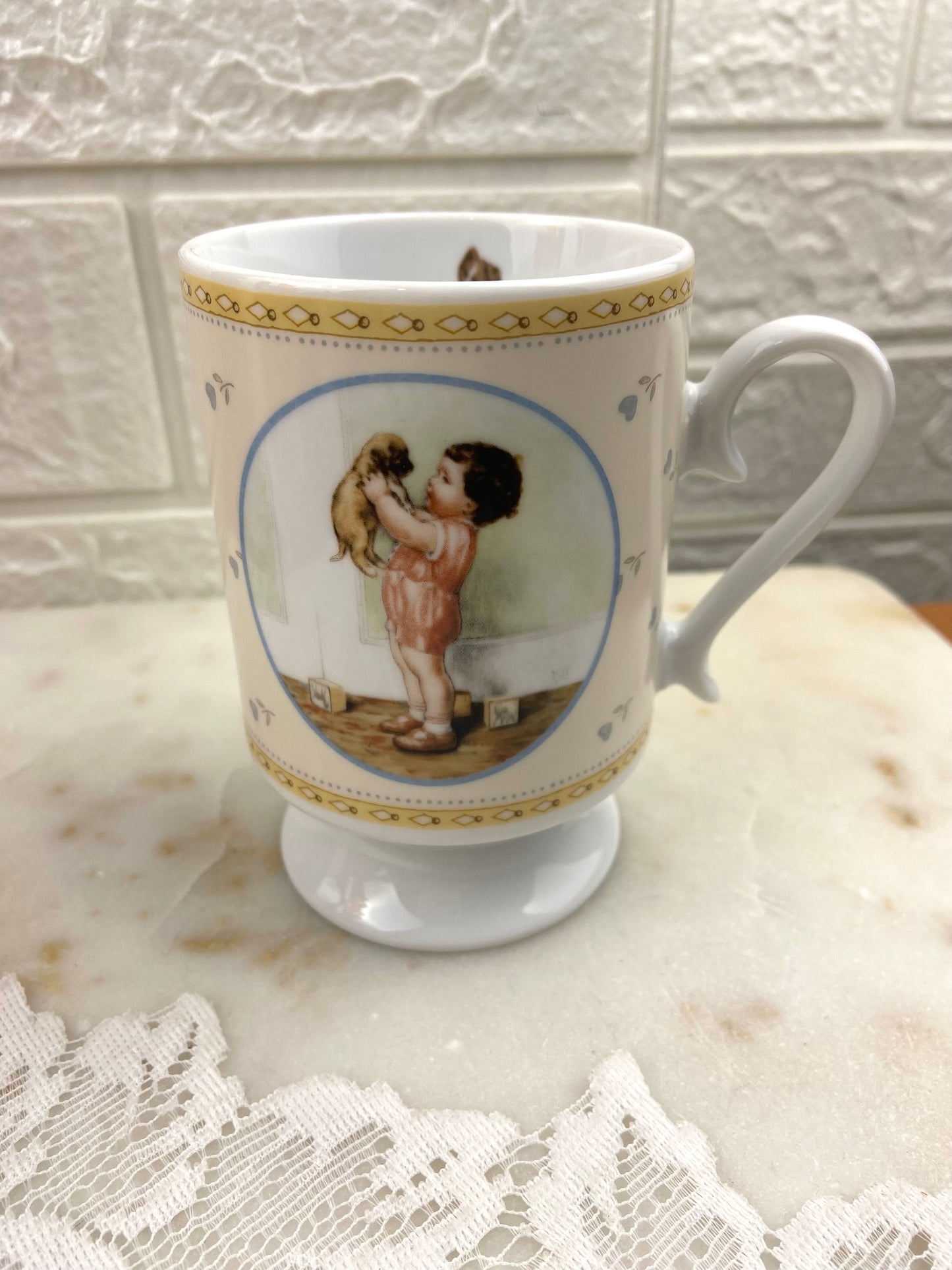 Vintage Pedestal Coffee Mug ‘Mine’ by Children’s Illustrator Bessie Pease Gutmann
