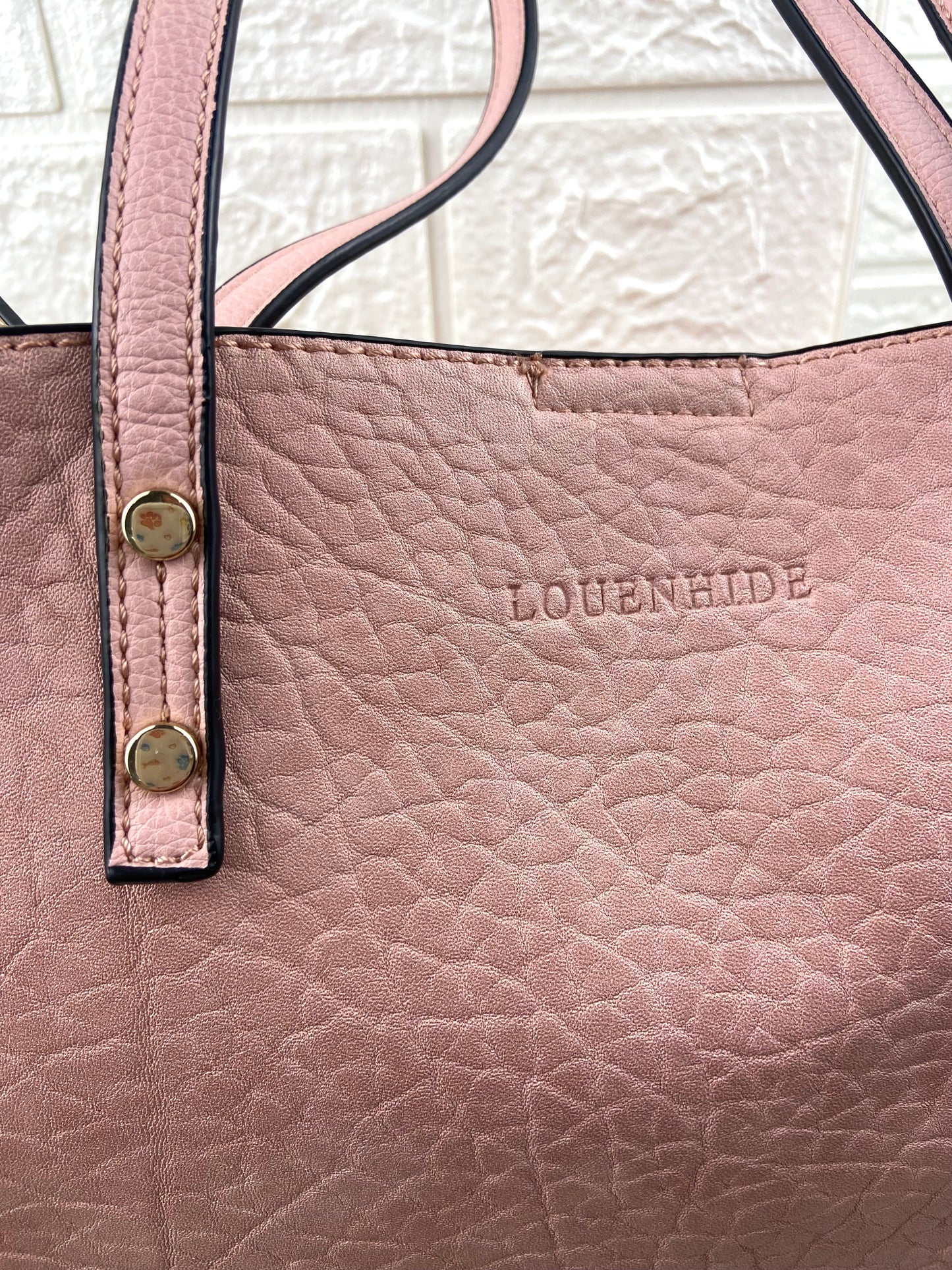 Pink Vegan Leather ‘Baby Riley’ Bag with Matching Travel Bag by Louenhide