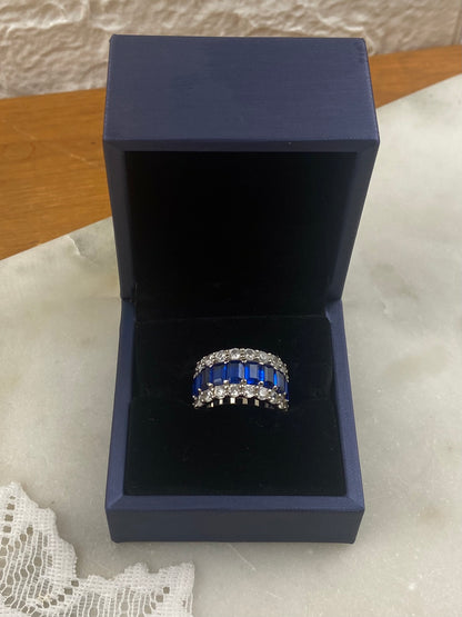 Blue and White Sapphire Eternity Ring | Sterling Silver 925 by Italo Jewelry