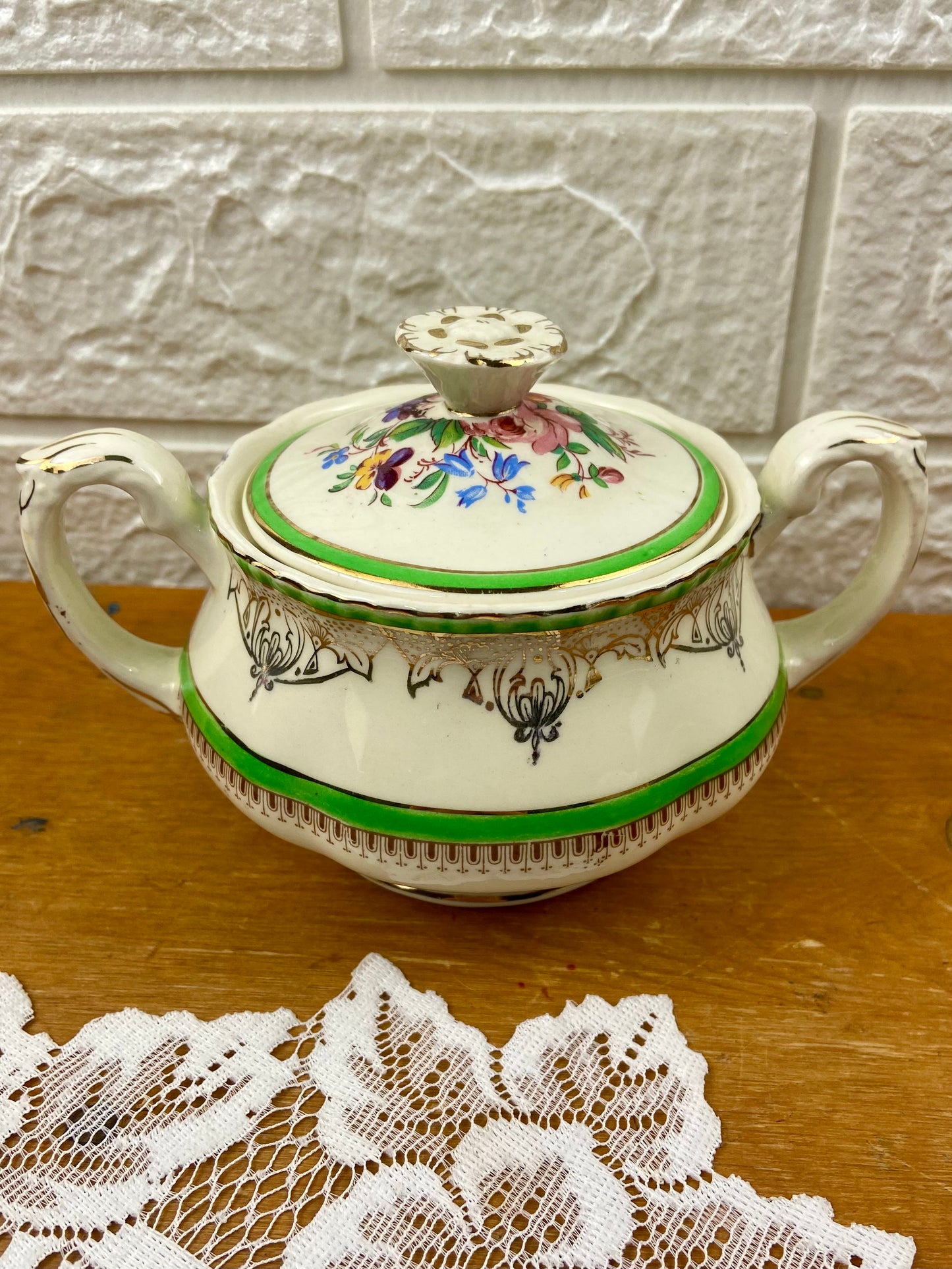 Porcelain Creamer and Sugar Bowl by W.H. Grindley