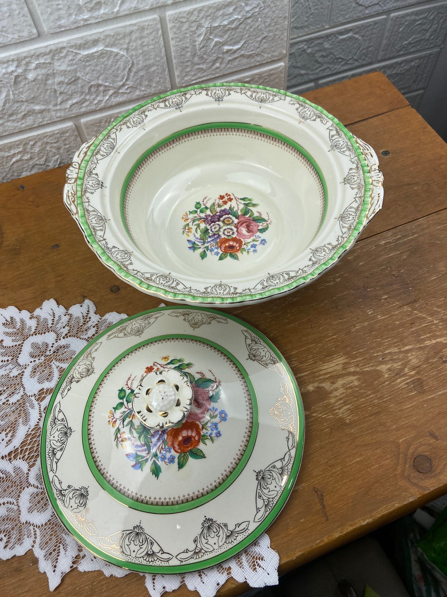 Porcelain Lidded Serving Bowl by W.H. Grindley