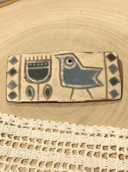 Hand Painted Clay Bluebird Brooch by Karen og Aase of Denmark