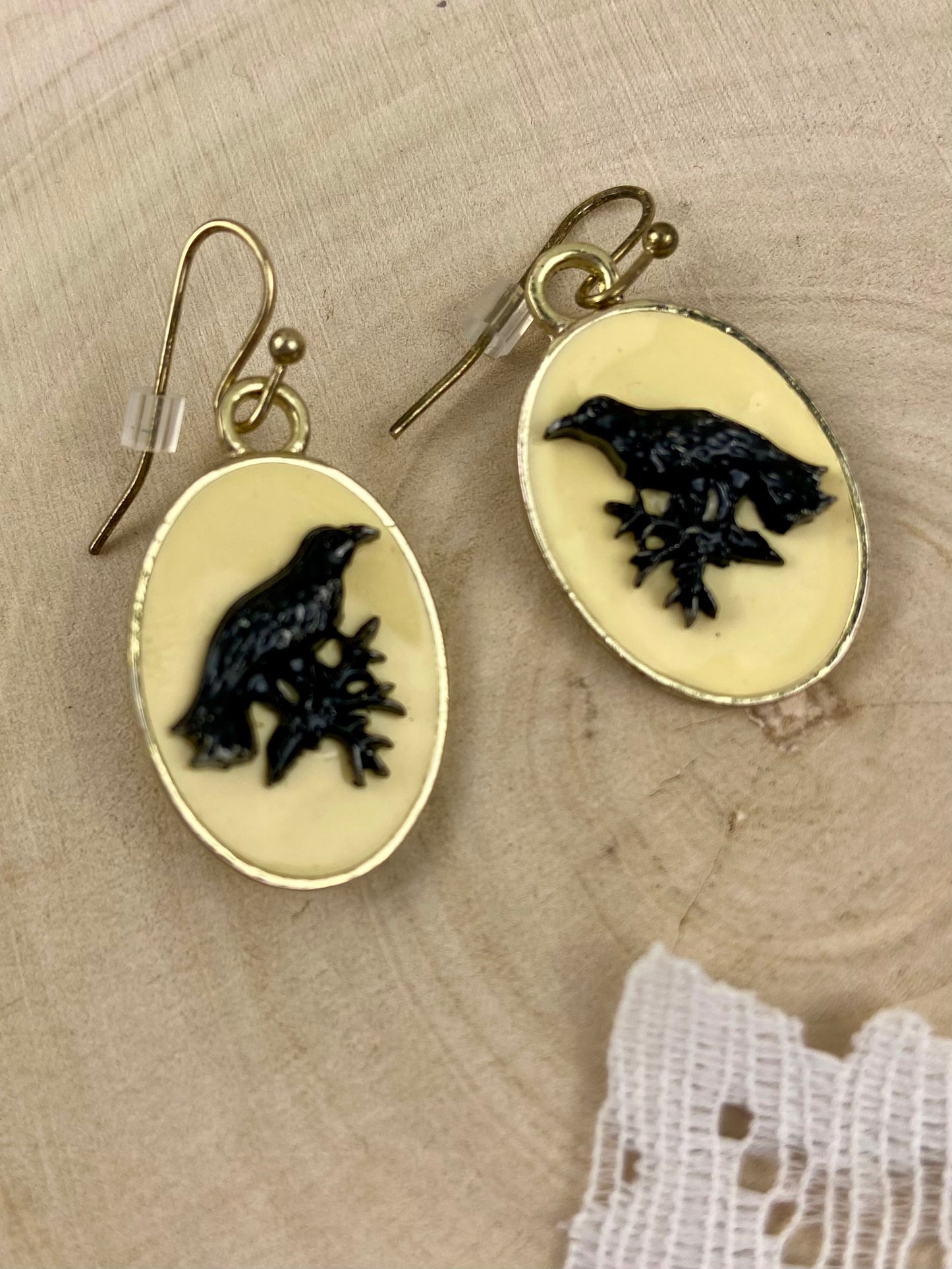 Gothic Crow Earrings [Hooks]