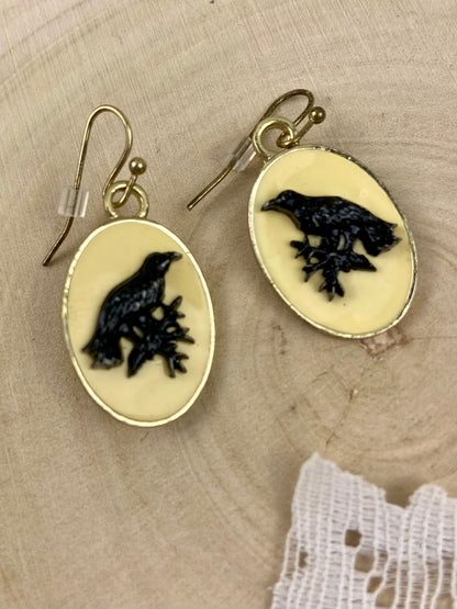 Gothic Crow Earrings [Hooks]