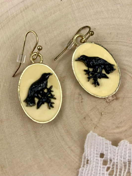 Gothic Crow Earrings [Hooks]