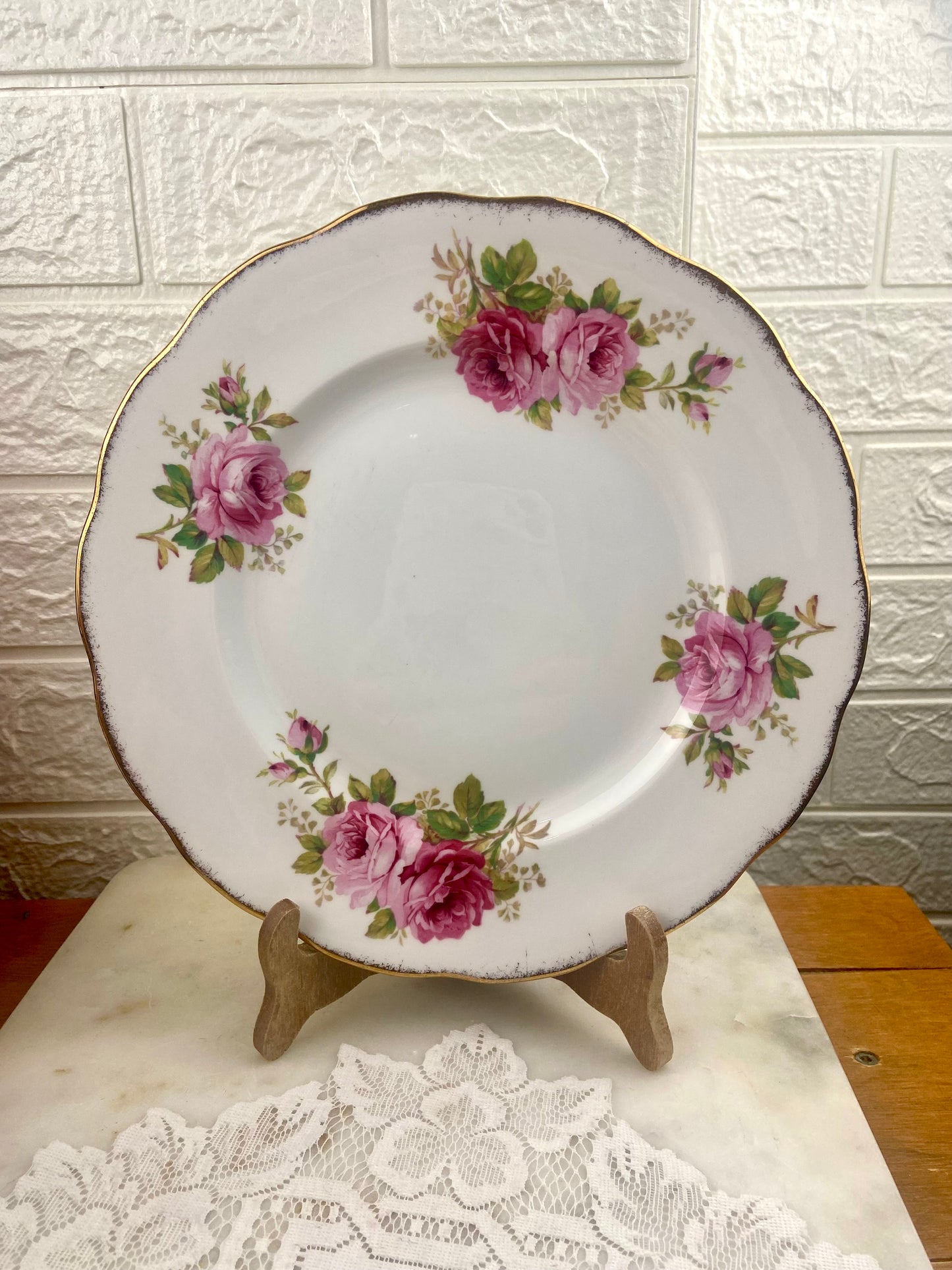 10.5” Royal Albert Porcelain Dinner Plate | American Beauty Pattern