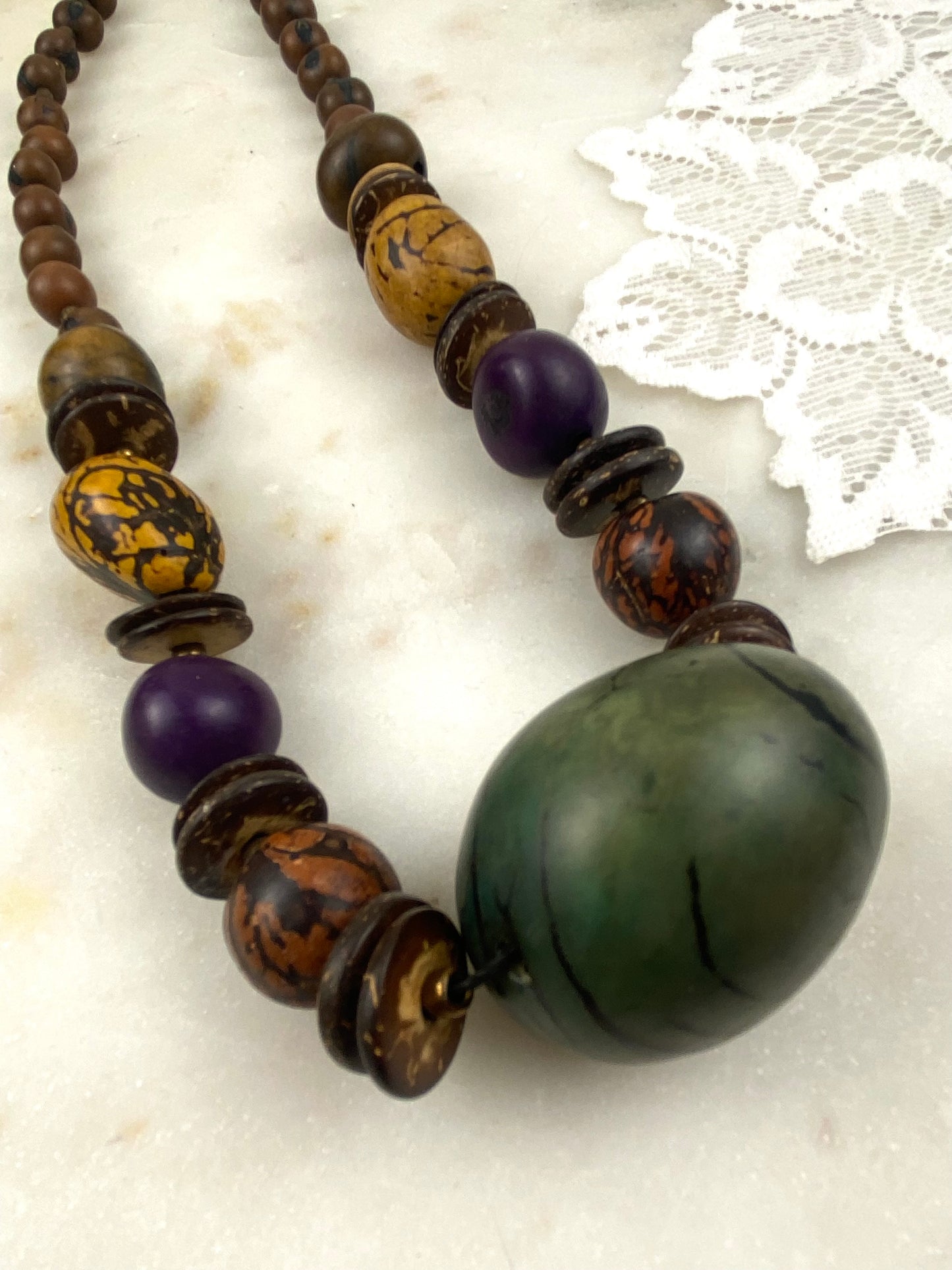 Polished Tagua Nut Necklace | Vegan and Eco Friendly