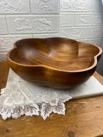 Flower-Shaped Wooden Bowl