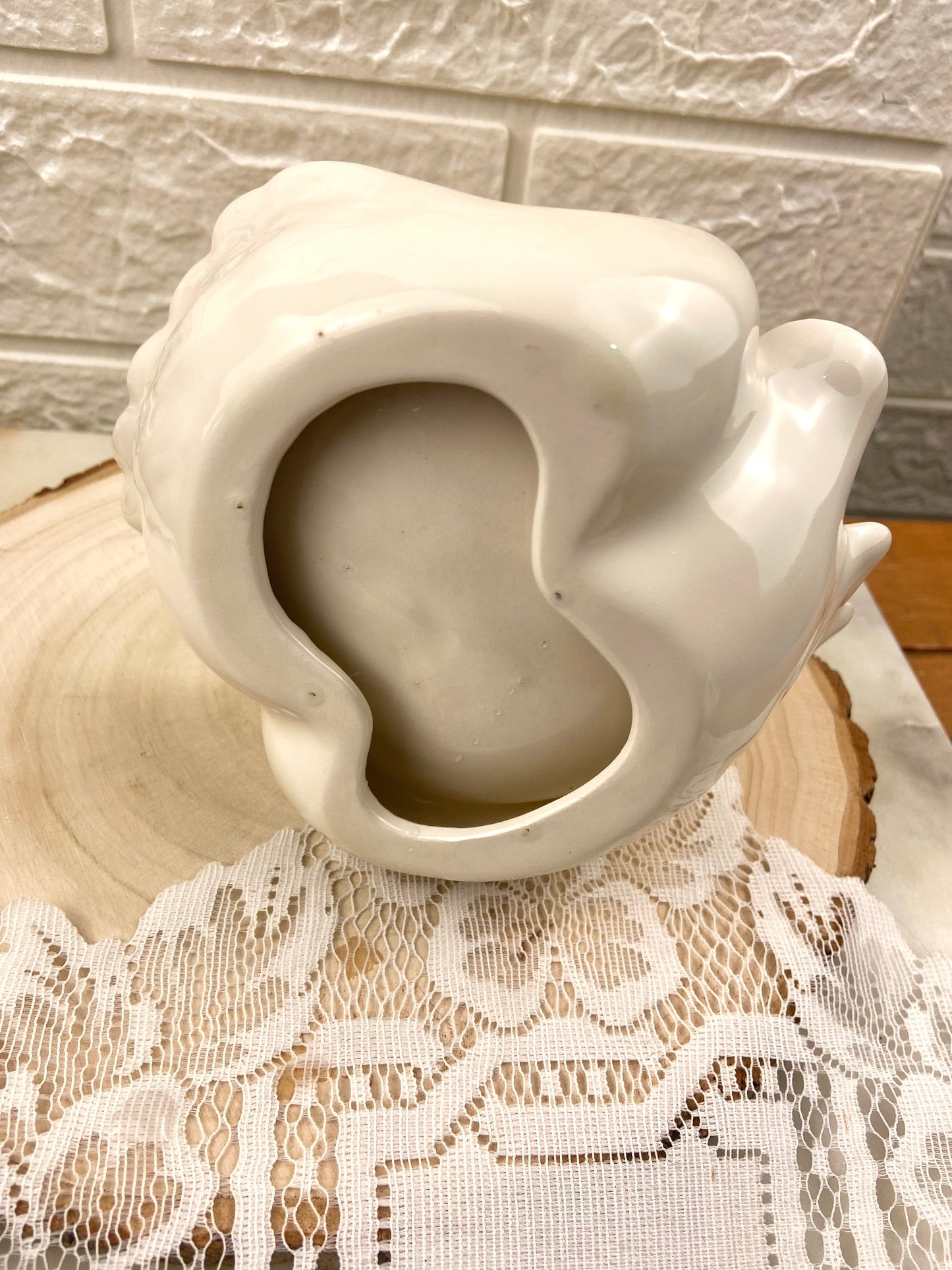 Entwined Swans Porcelain Basket Trinket Dish