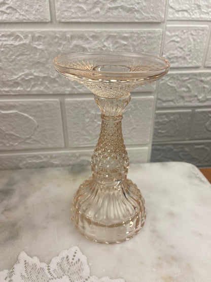 6.25” Champagne-Coloured Pressed Glass Bella Pedestal Candle Holder