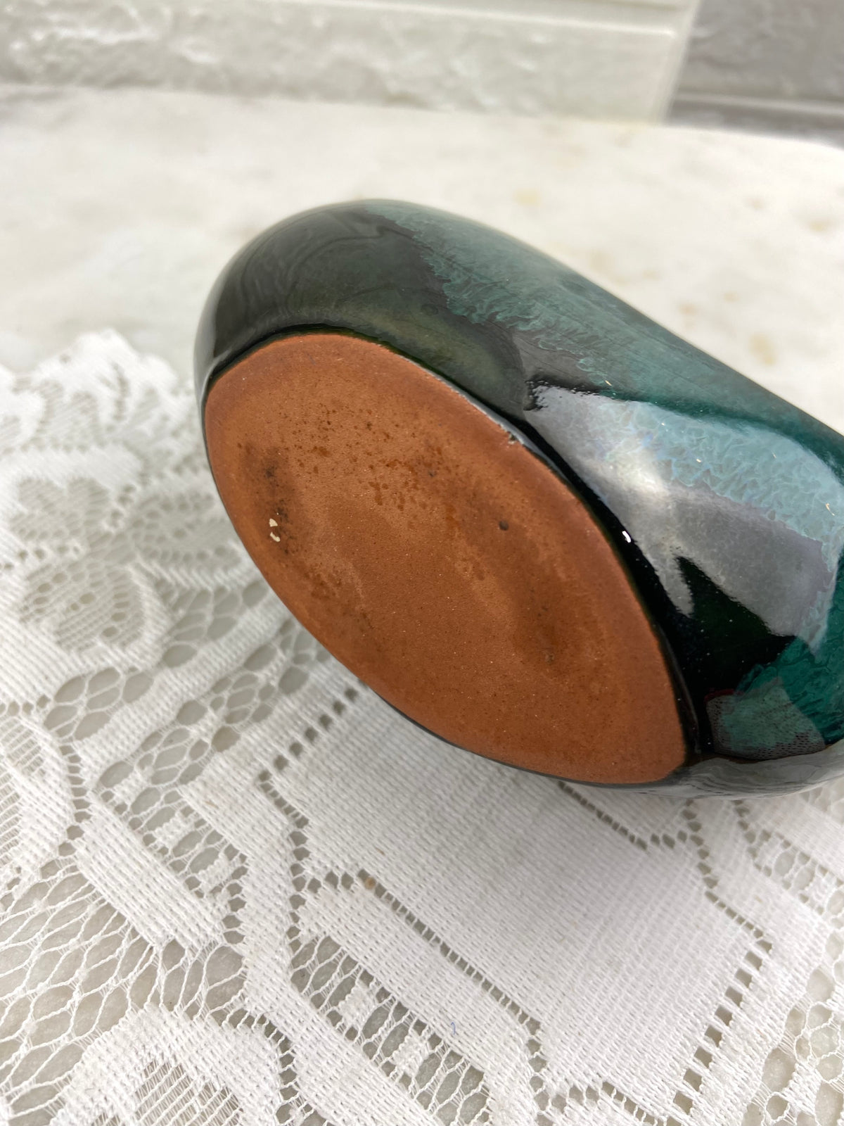 Small Clay Swan Planter with Brown and Green Drip Glaze by McMaster Pottery